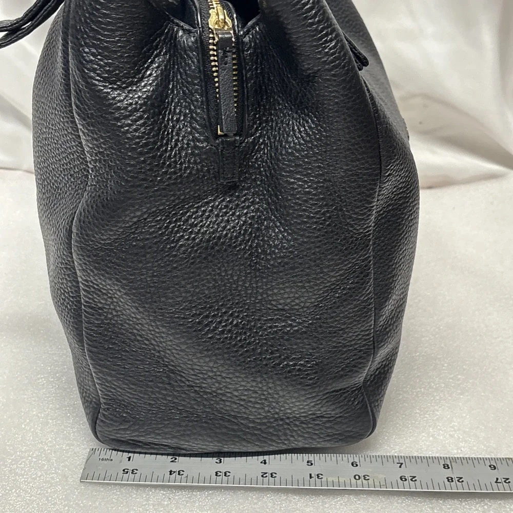 Tory Burch Harper Tote Bag Black Excellent Pebbled Leather Gold Chain Logo